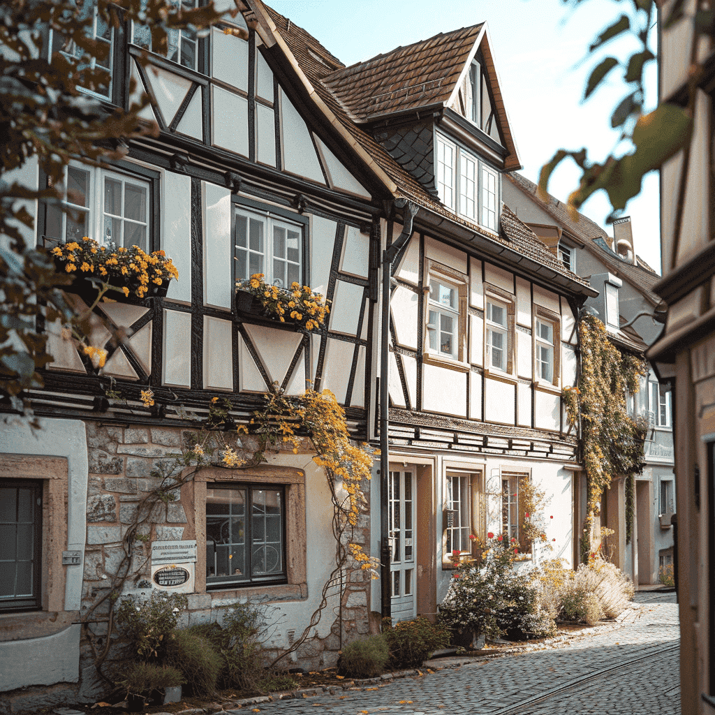 Realistisches Bild eines alten traditionellen deutschen Gebäudes